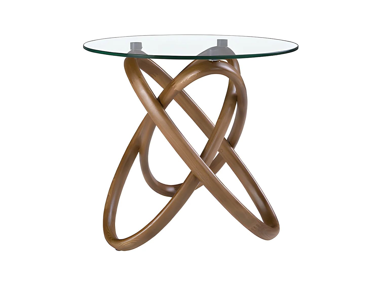 Ronde hoektafel van gehard glas en walnoot 2126 ANGEL CERDA