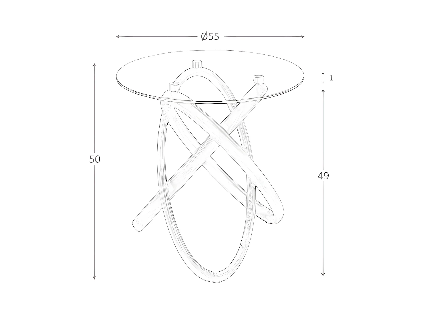 Ronde hoektafel van gehard glas en walnoot 2126 ANGEL CERDA