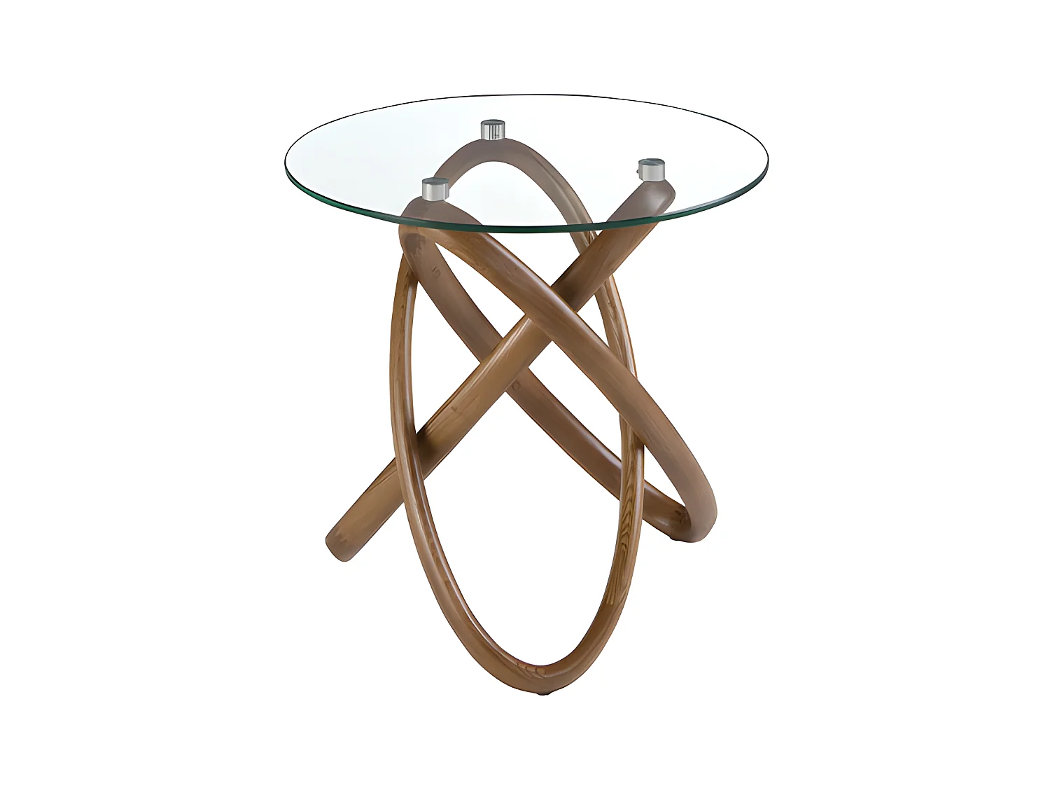 Ronde hoektafel van gehard glas en walnoot 2126 ANGEL CERDA