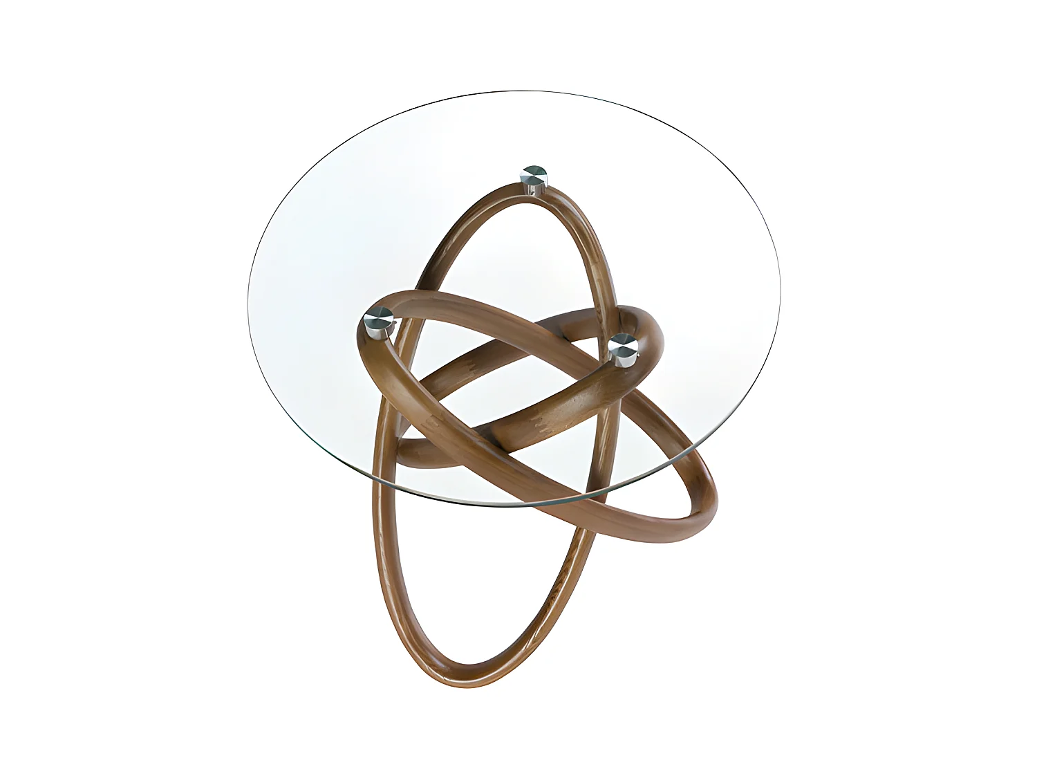 Ronde hoektafel van gehard glas en walnoot 2126 ANGEL CERDA