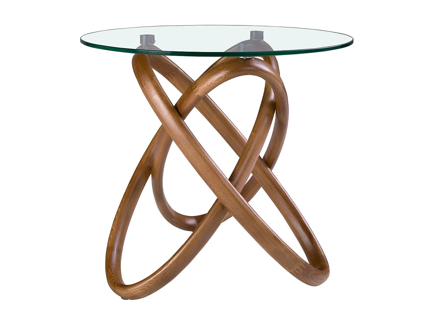 Table d'angle ronde en verre trempé et noyer 2126 ANGEL CERDA