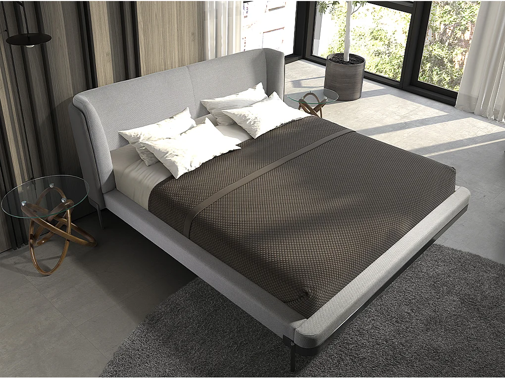 Table d'angle ronde en verre trempé et noyer 2126 ANGEL CERDA