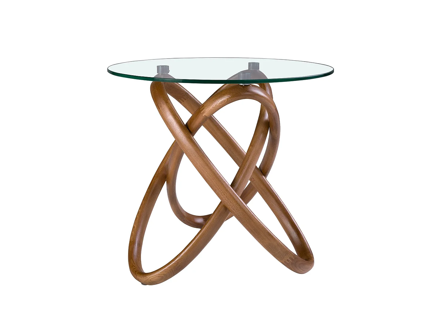 Table d'angle ronde en verre trempé et noyer 2126 ANGEL CERDA
