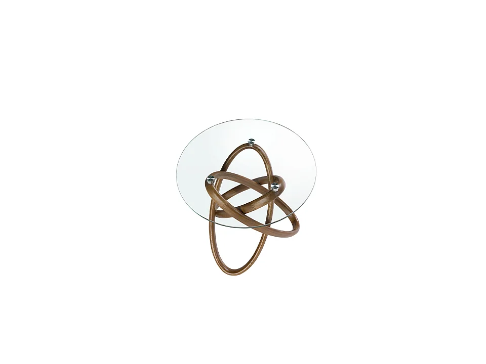 Table d'angle ronde en verre trempé et noyer 2126 ANGEL CERDA