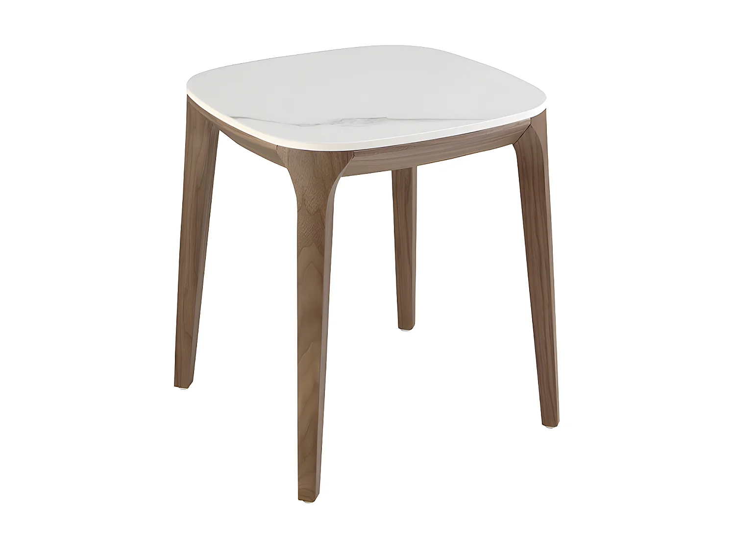 Table d'angle carrée en marbre porcelaine et noyer 2133 ANGEL CERDA