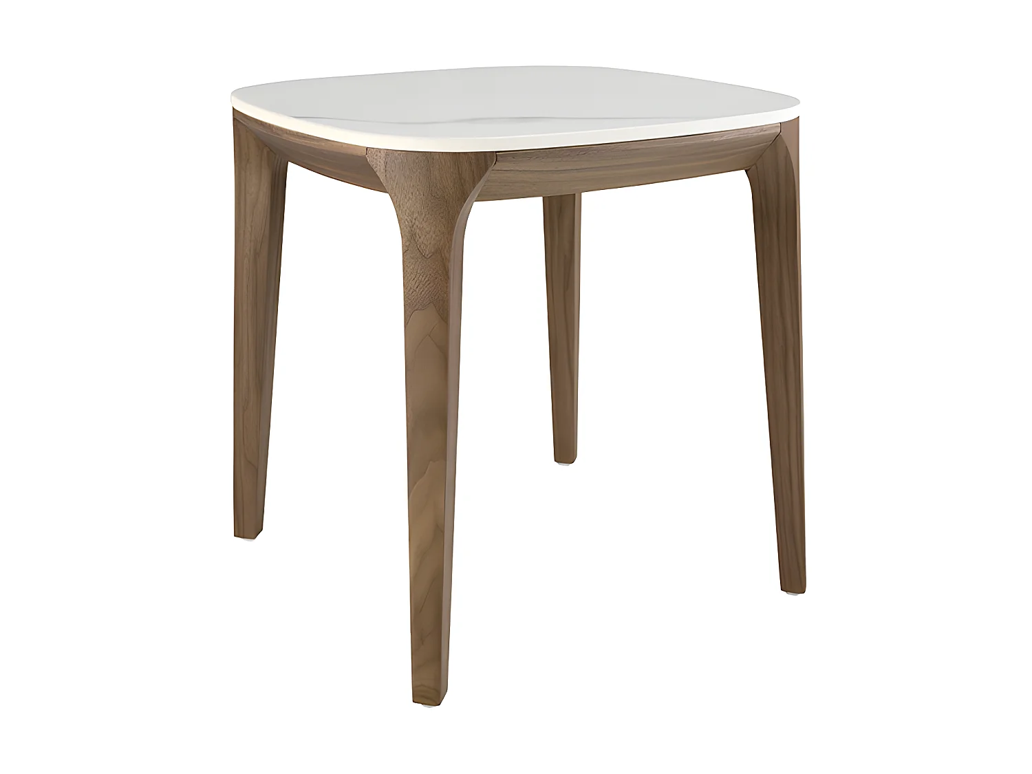 Table d'angle carrée en marbre porcelaine et noyer 2133 ANGEL CERDA