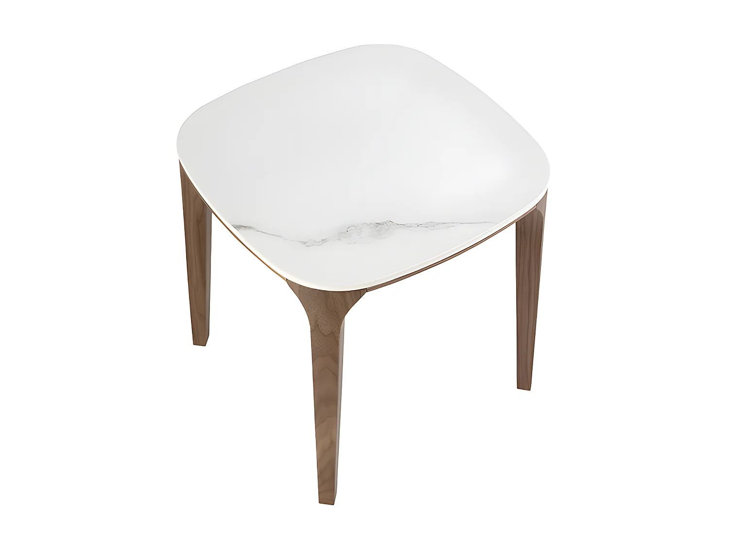 Table d'angle carrée en marbre porcelaine et noyer 2133 ANGEL CERDA