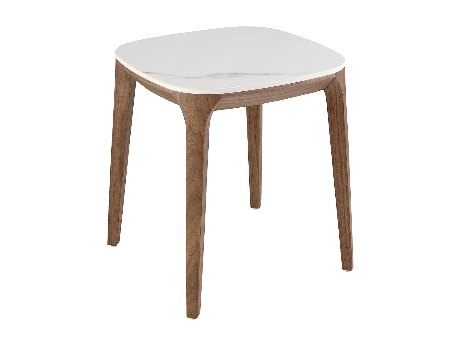 Table d'angle carrée en marbre porcelaine et noyer 2133 ANGEL CERDA