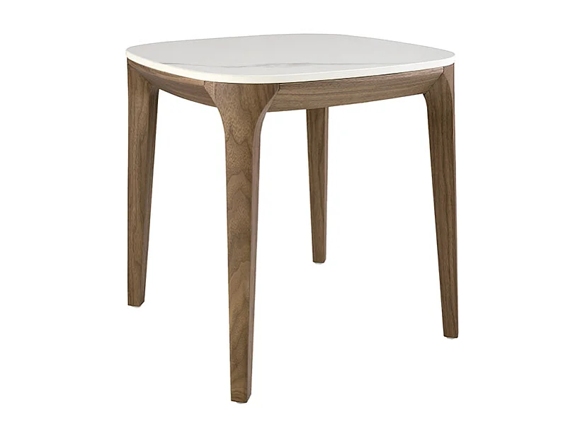 Table d'angle carrée en marbre porcelaine et noyer 2133 ANGEL CERDA