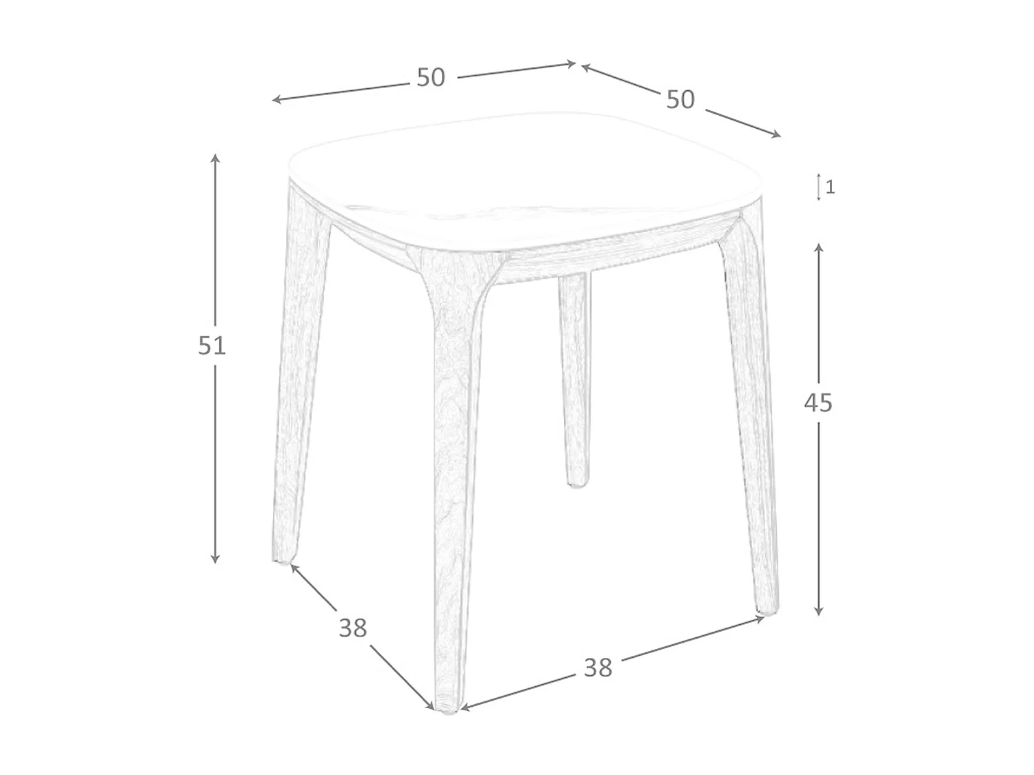 Table d'angle carrée en marbre porcelaine et noyer 2133 ANGEL CERDA