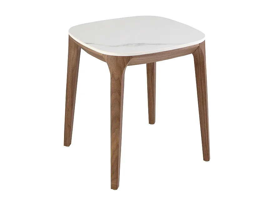 Vierkante hoektafel van porselein marmer en walnoot 2133 ANGEL CERDA