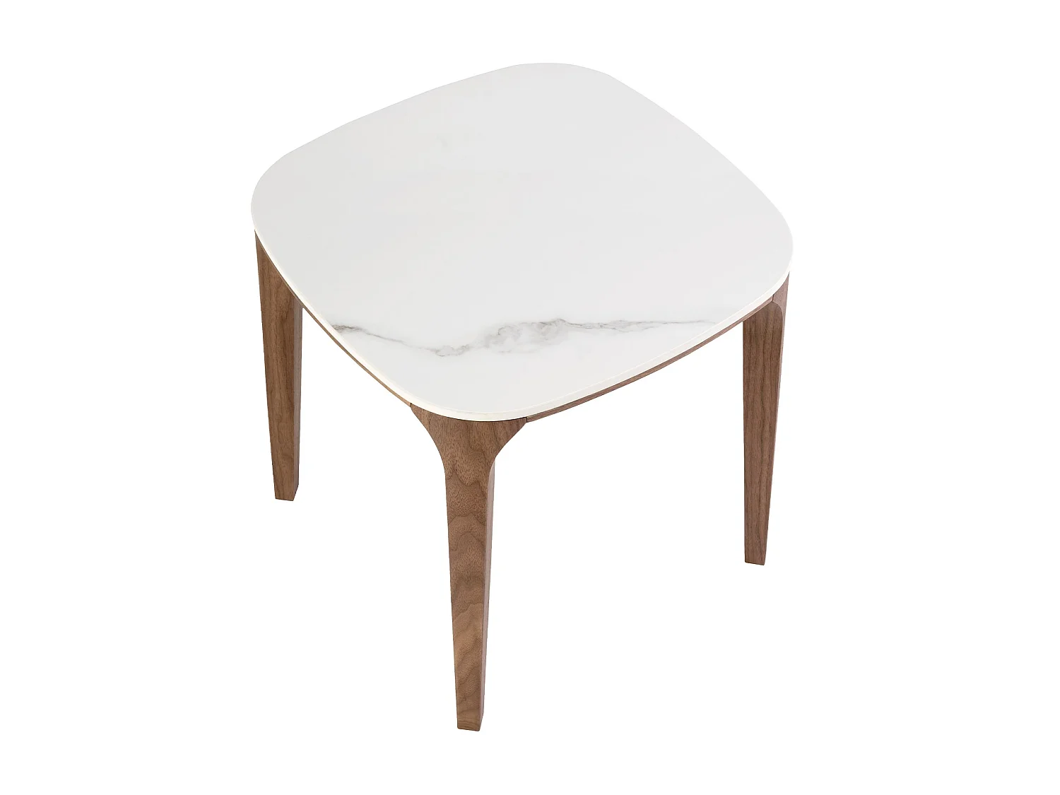 Table d'angle carrée en marbre porcelaine et noyer 2133 ANGEL CERDA
