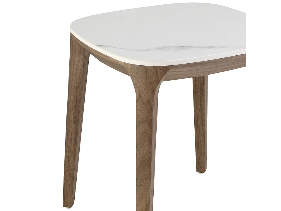 Table d'angle carrée en marbre porcelaine et noyer 2133 ANGEL CERDA