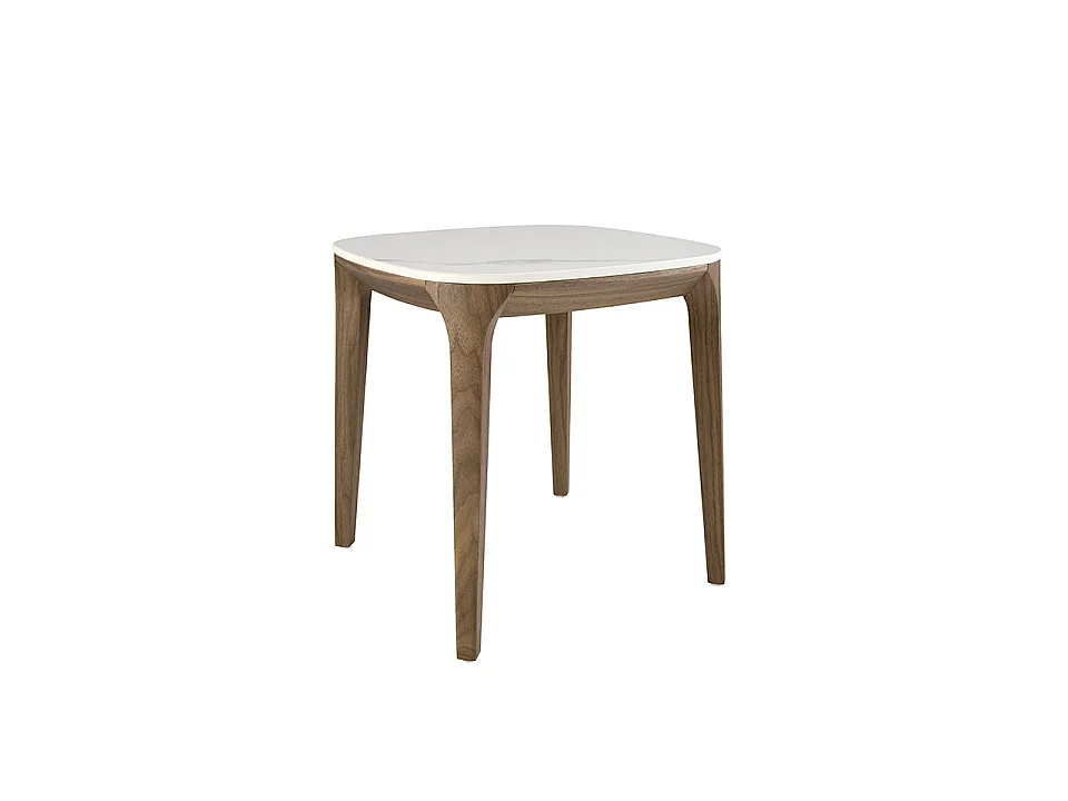 Table d'angle carrée en marbre porcelaine et noyer 2133 ANGEL CERDA