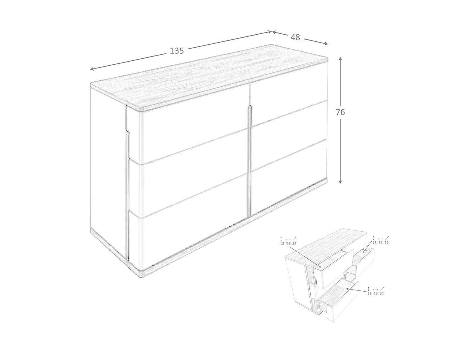 Chest of drawers walnut and metallic dark steel with porcelain marble top 7151 ANGEL CERDA