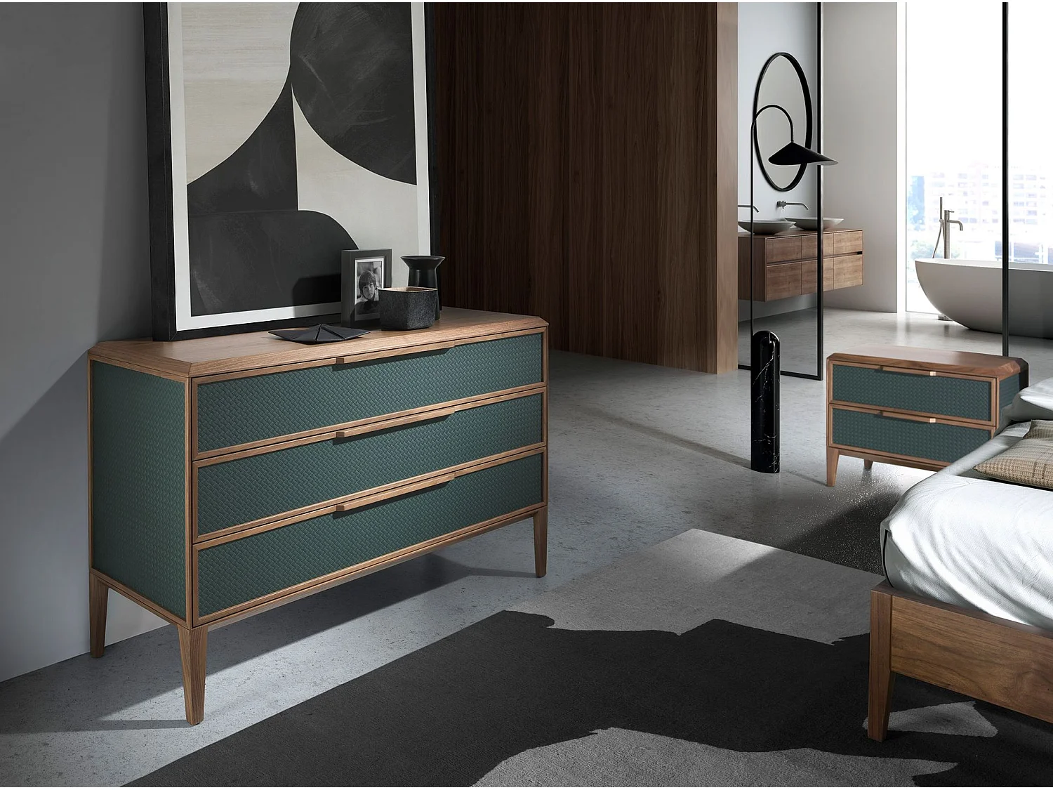 Commode en pvc vert foncé et noyer 7150 ANGEL CERDA