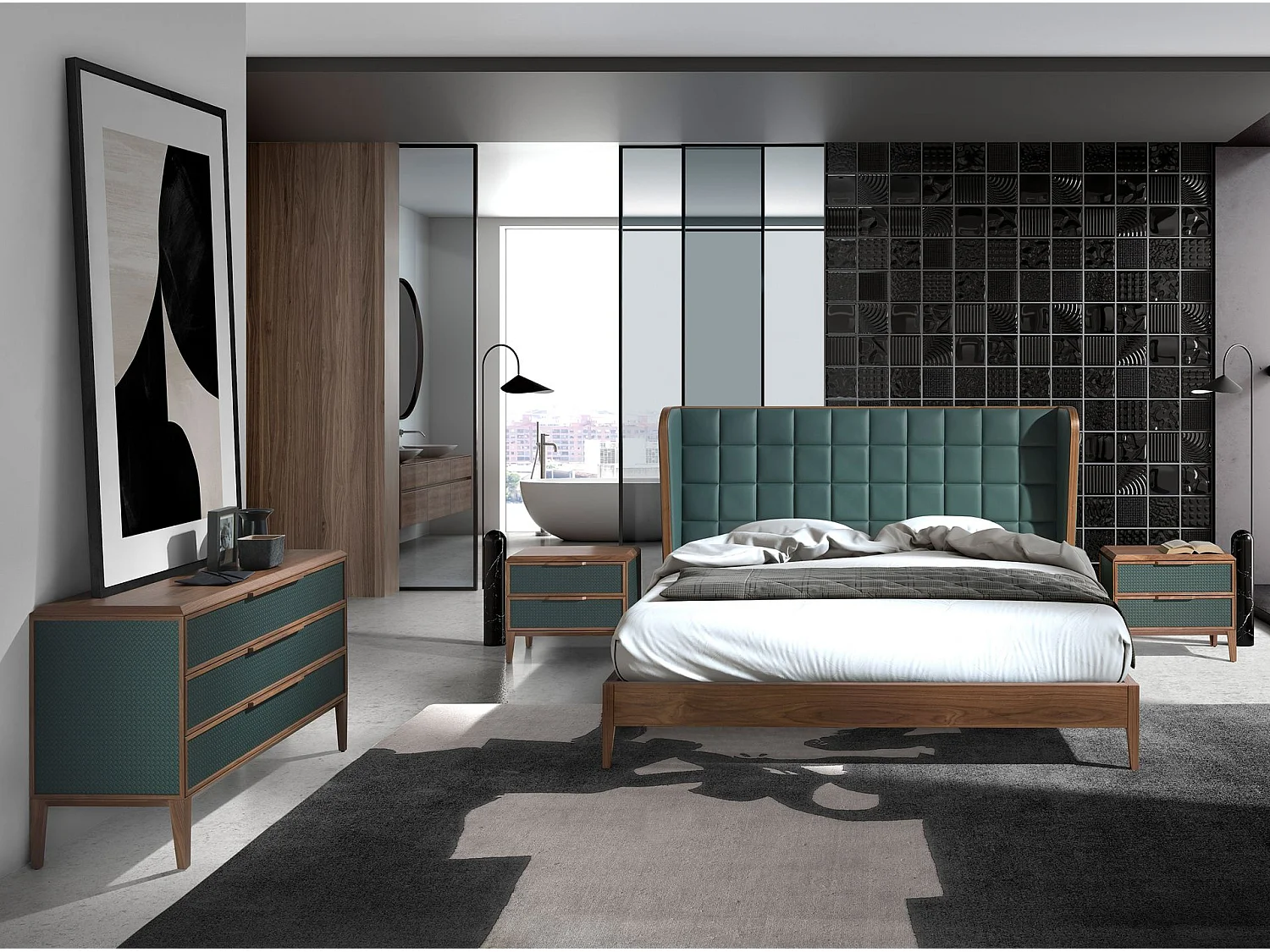 Commode en pvc vert foncé et noyer 7150 ANGEL CERDA