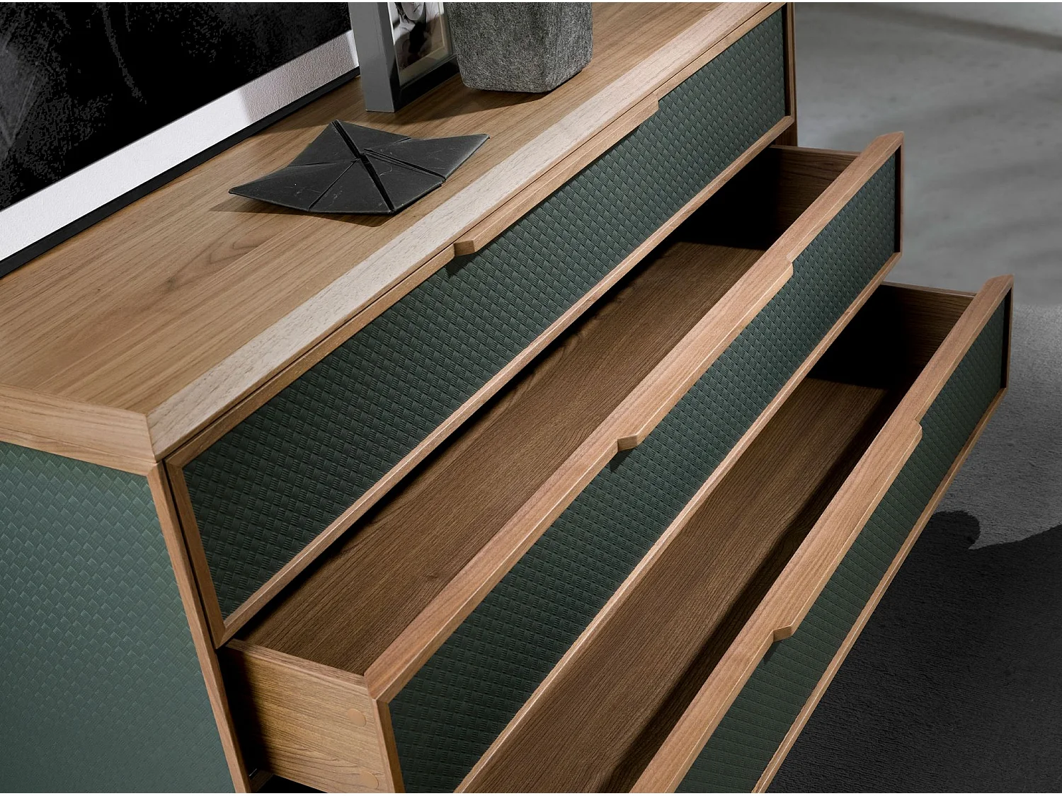 Commode en pvc vert foncé et noyer 7150 ANGEL CERDA