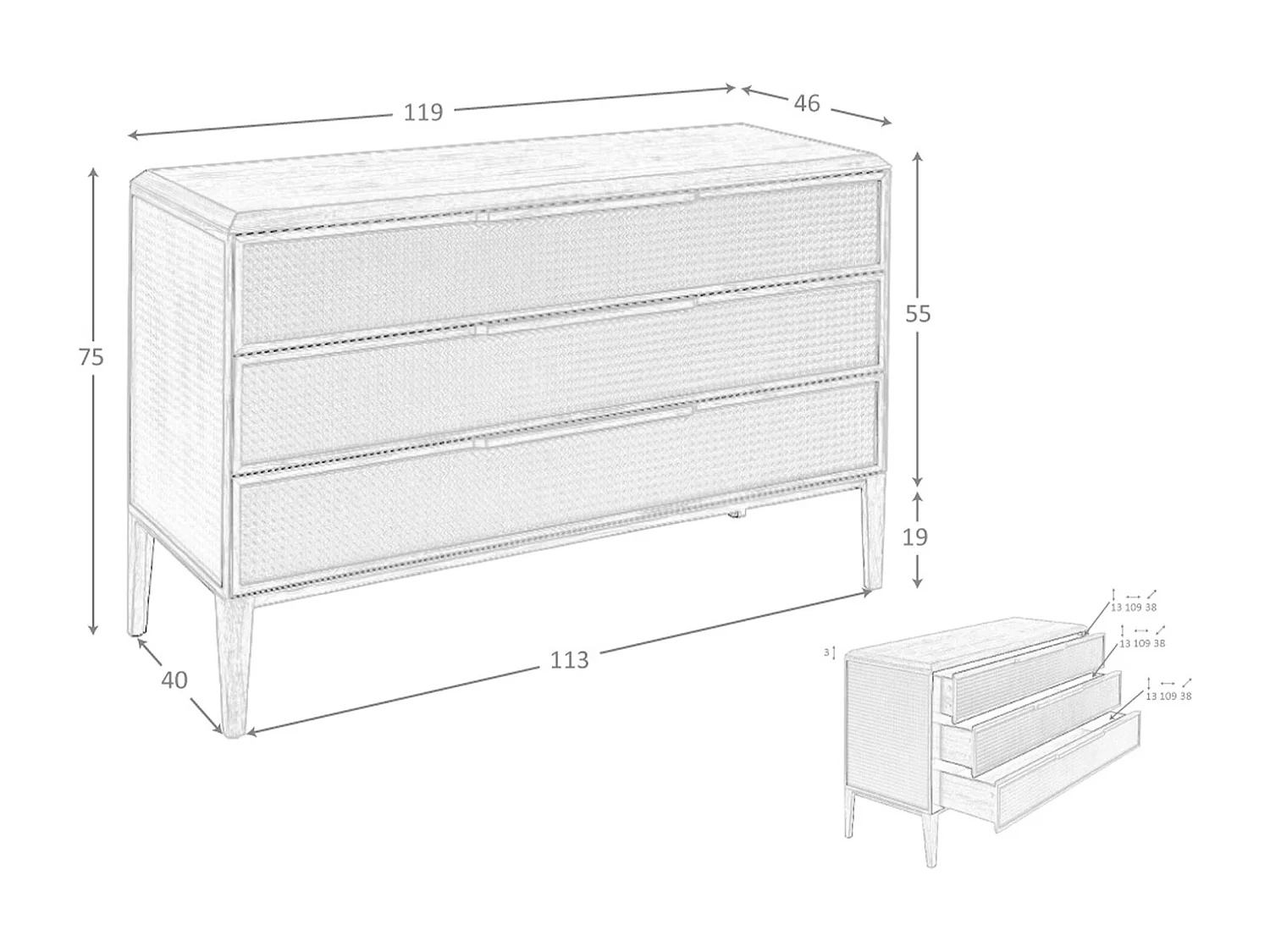 Commode en pvc vert foncé et noyer 7150 ANGEL CERDA