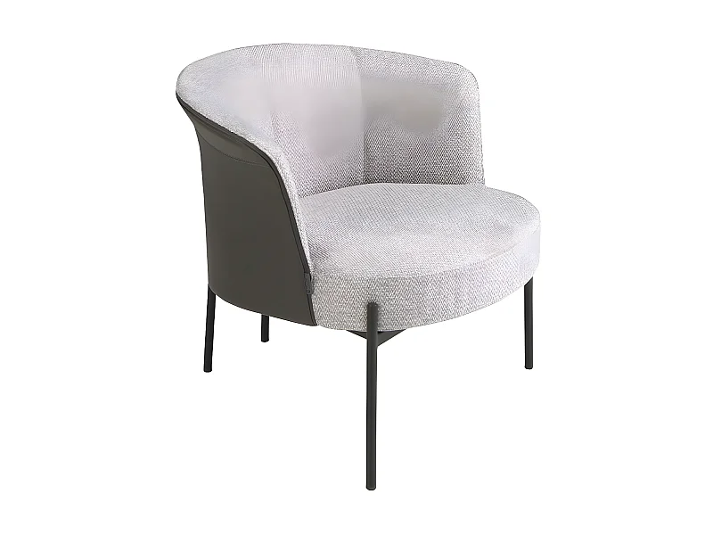 Fotel z szarej tkaniny i ciemnoszarej skóry ekologicznej