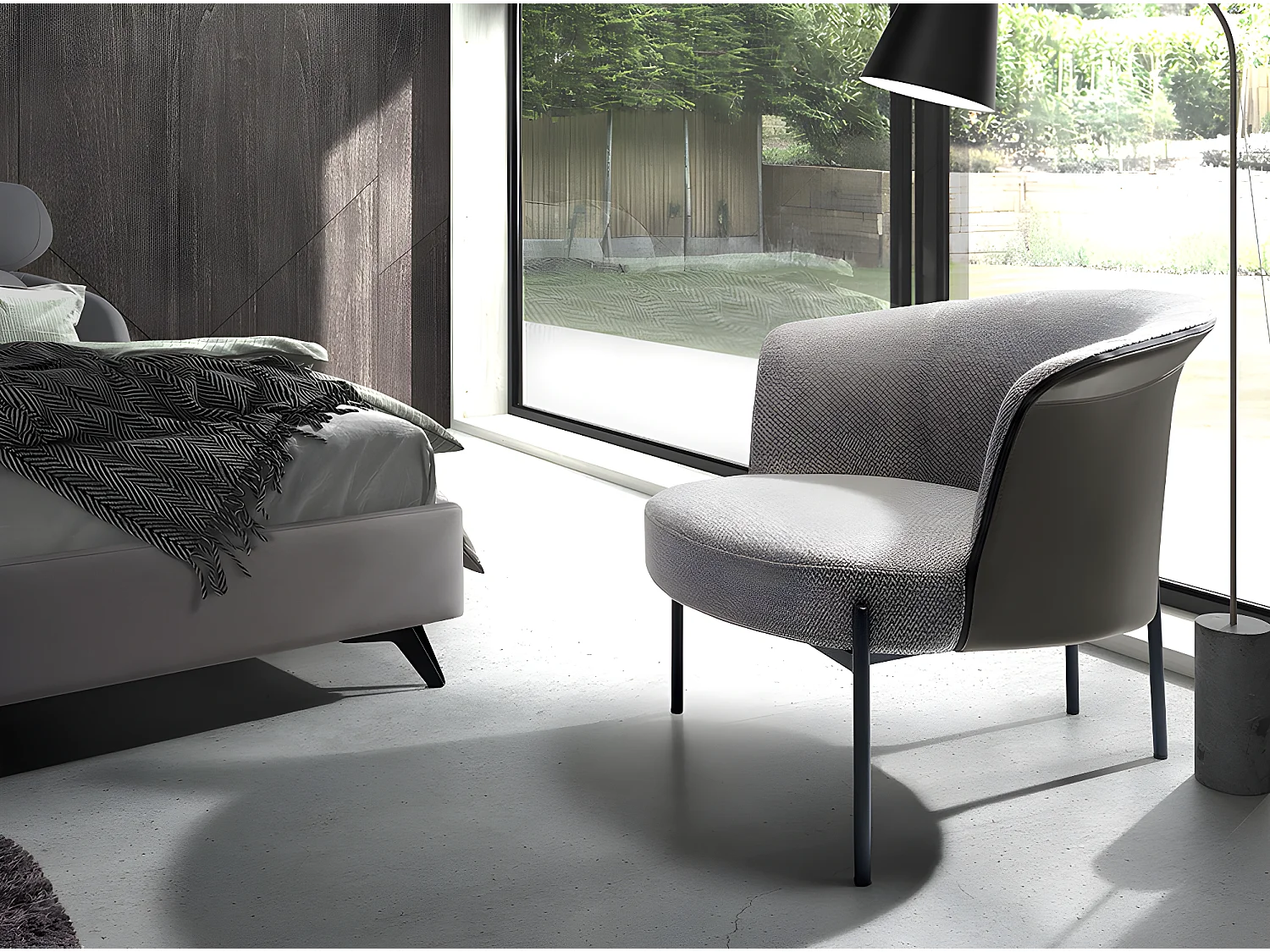 Sessel aus grauem Stoff und dunkelgrauem Kunstleder  5109 ANGEL CERDA