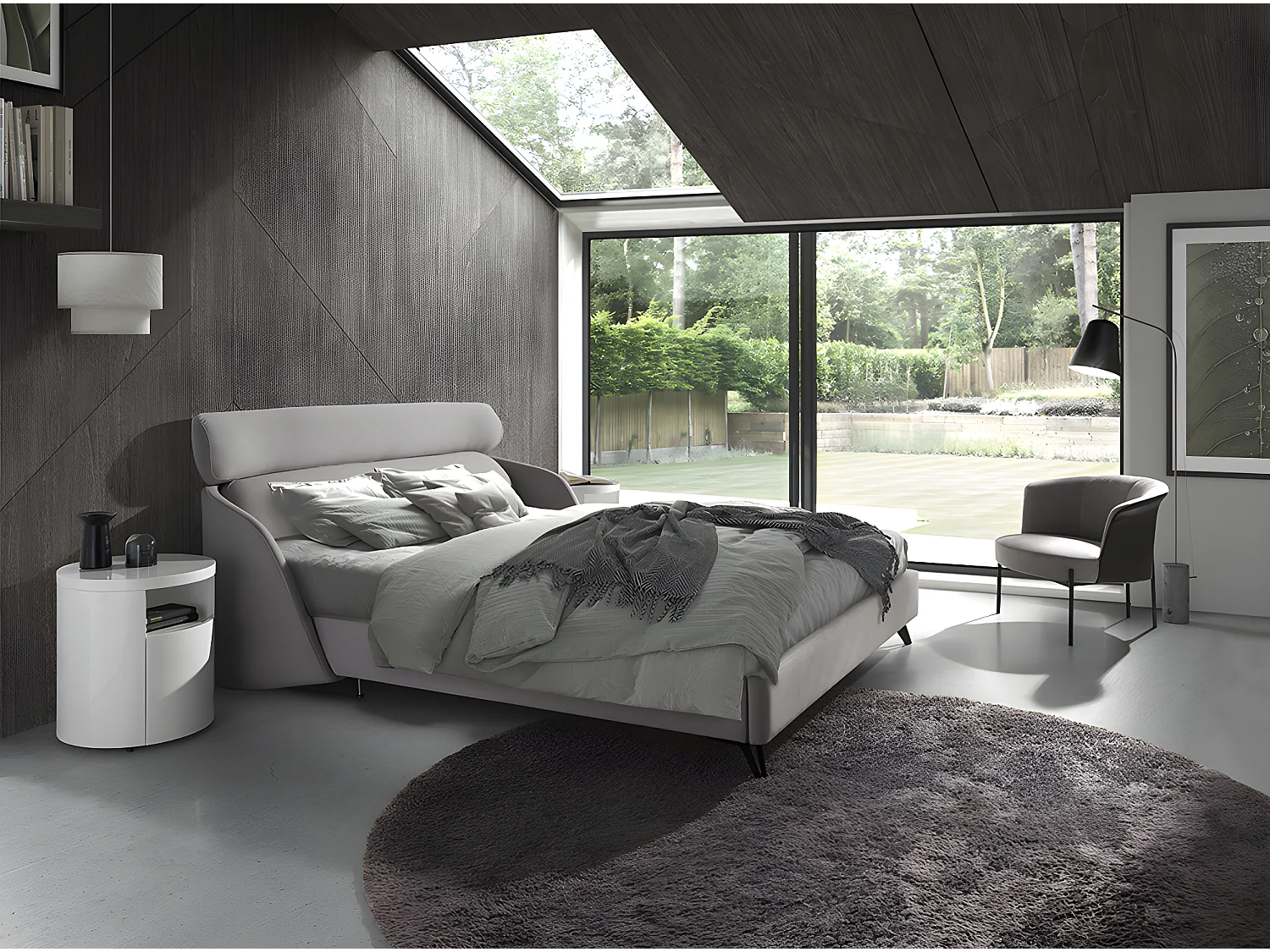 Sessel aus grauem Stoff und dunkelgrauem Kunstleder  5109 ANGEL CERDA