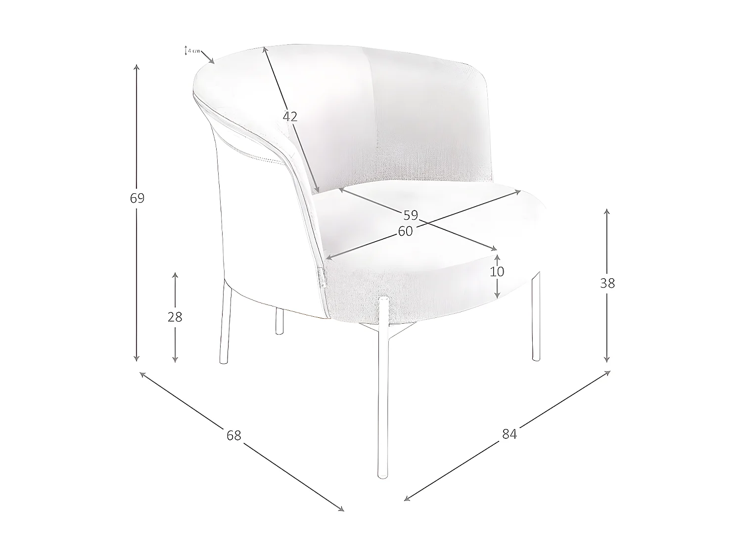 Sessel aus grauem Stoff und dunkelgrauem Kunstleder  5109 ANGEL CERDA