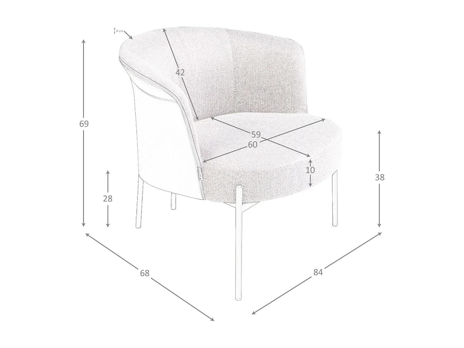 Fauteuil en tissu gris et similicuir gris foncé 5109 ANGEL CERDA