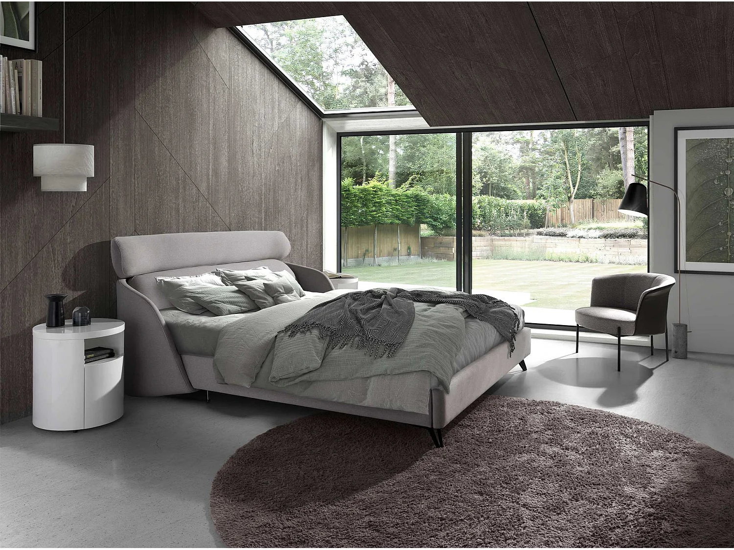 Fauteuil en tissu gris et similicuir gris foncé 5109 ANGEL CERDA