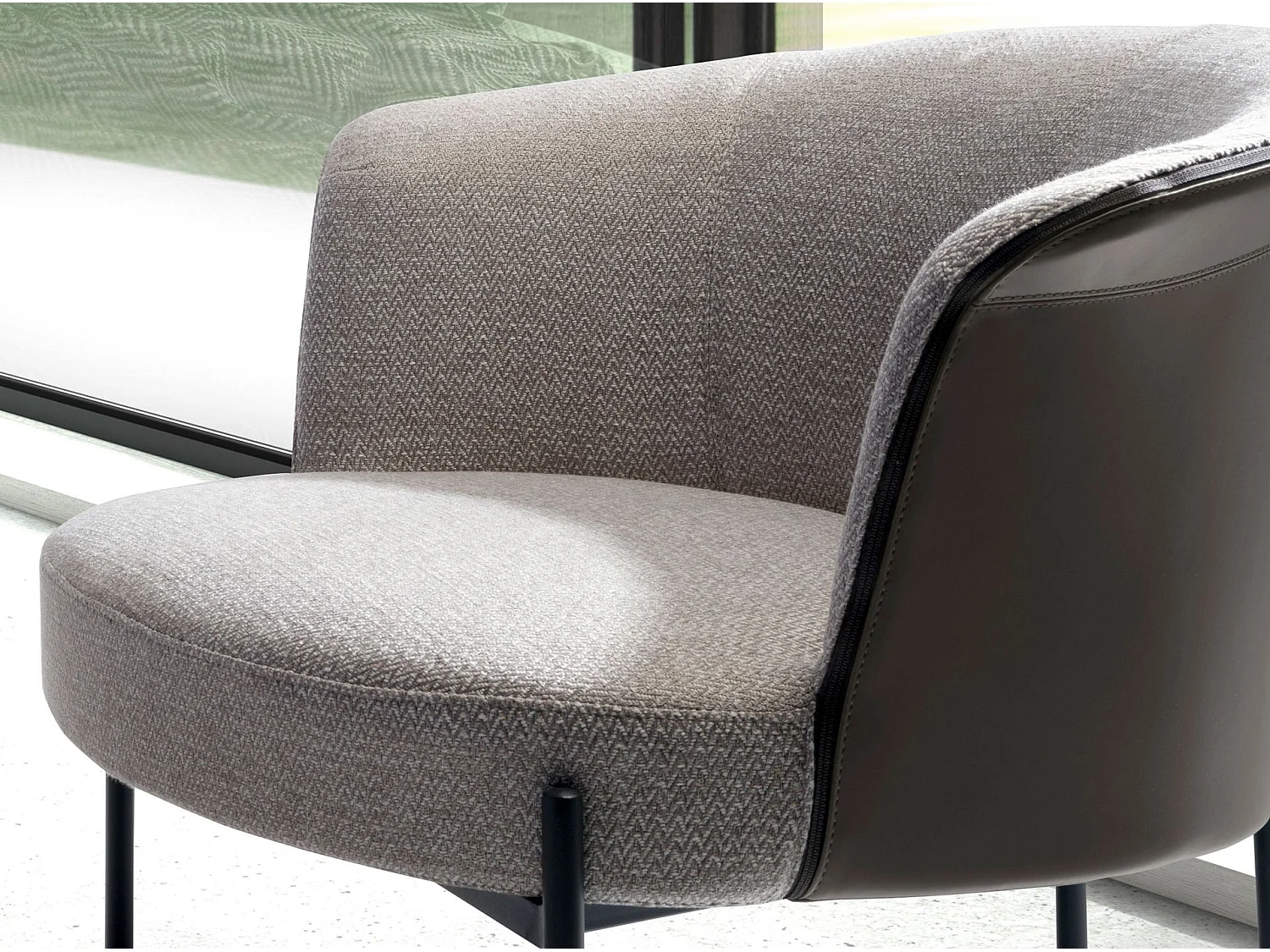 Fauteuil en tissu gris et similicuir gris foncé 5109 ANGEL CERDA