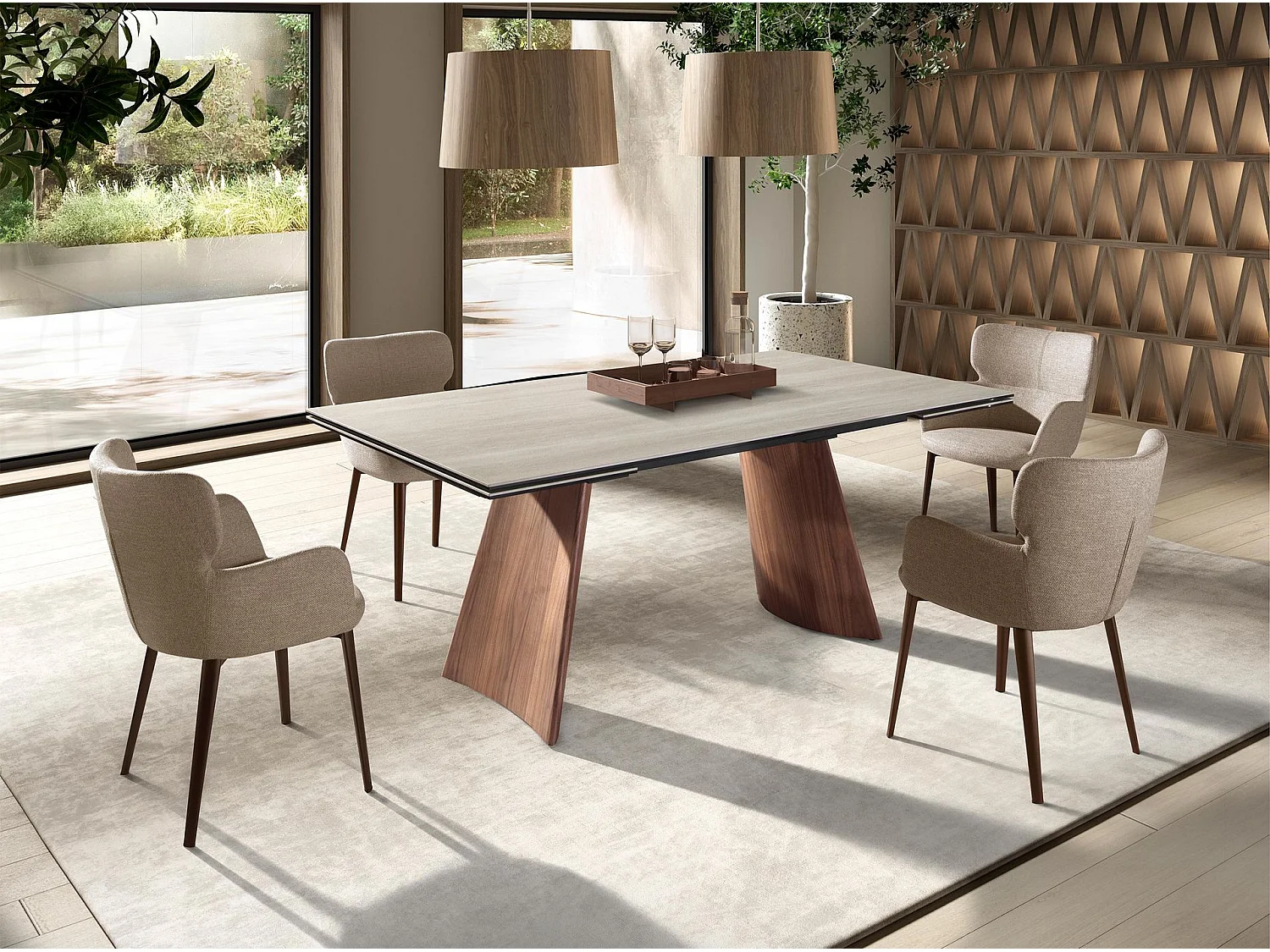 Brauner marmorierter Stoffstuhl  4104 ANGEL CERDA