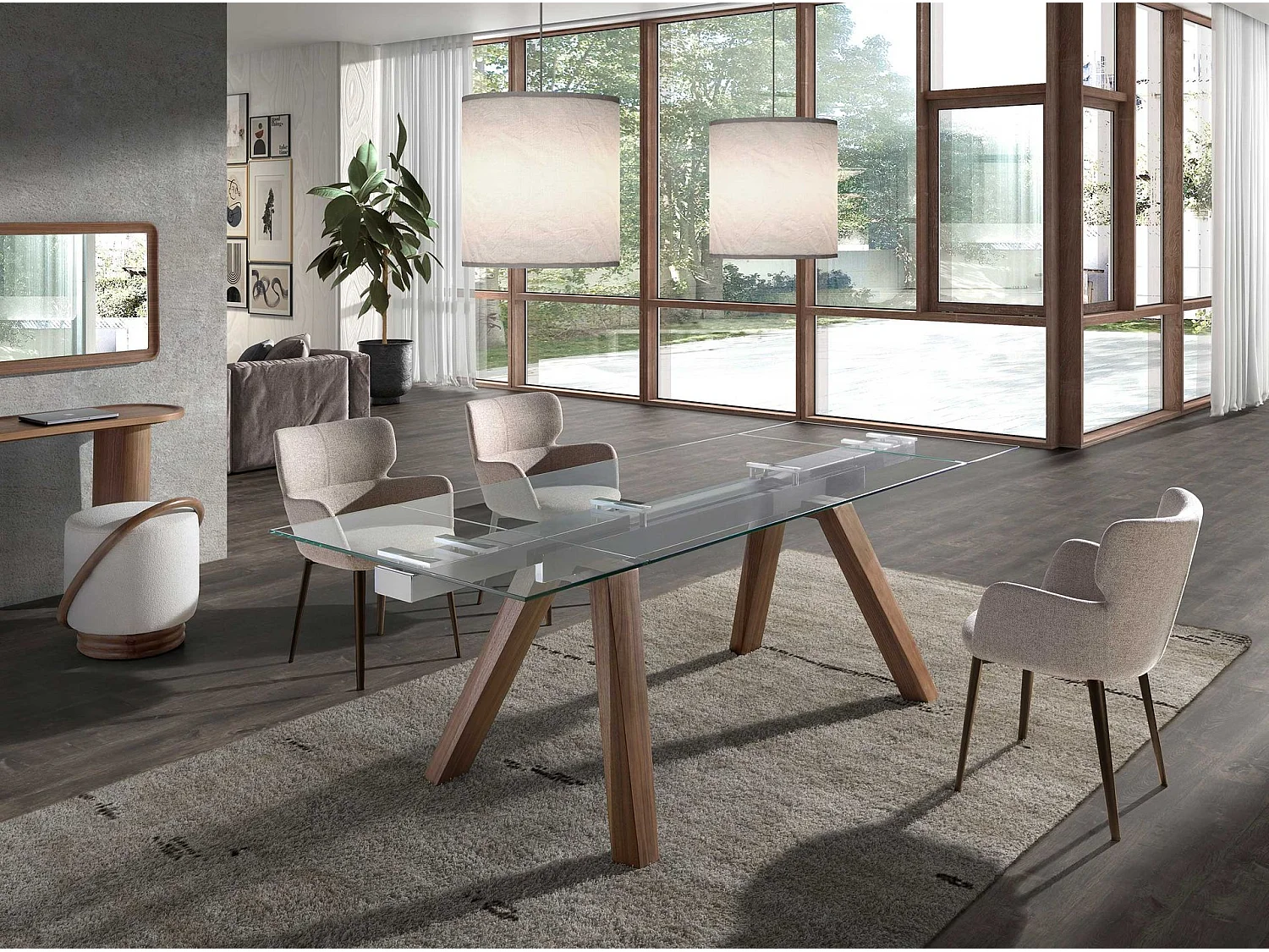 Brauner marmorierter Stoffstuhl  4104 ANGEL CERDA