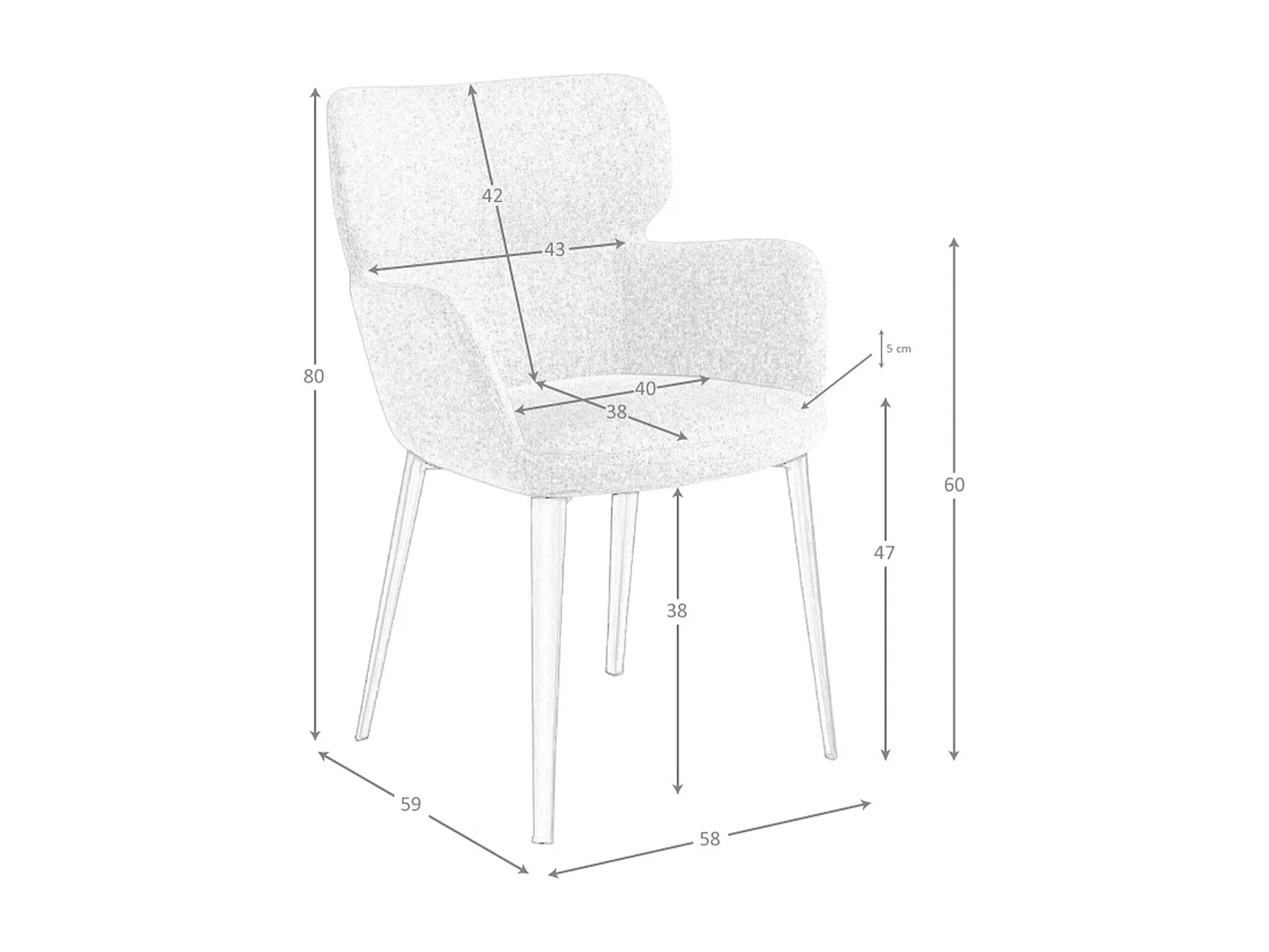 Brauner marmorierter Stoffstuhl  4104 ANGEL CERDA