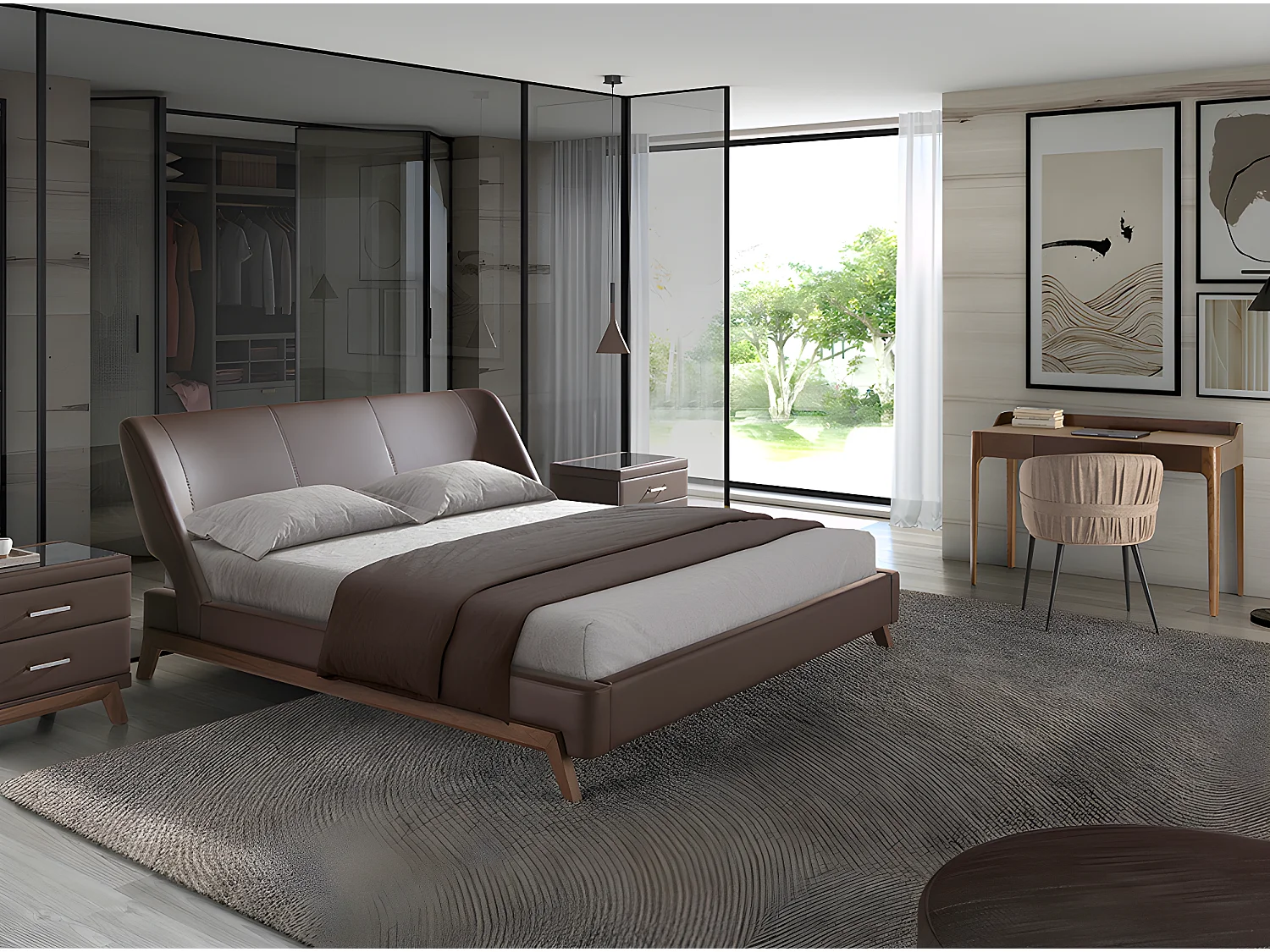 Brązowe krzesło z tkaniny