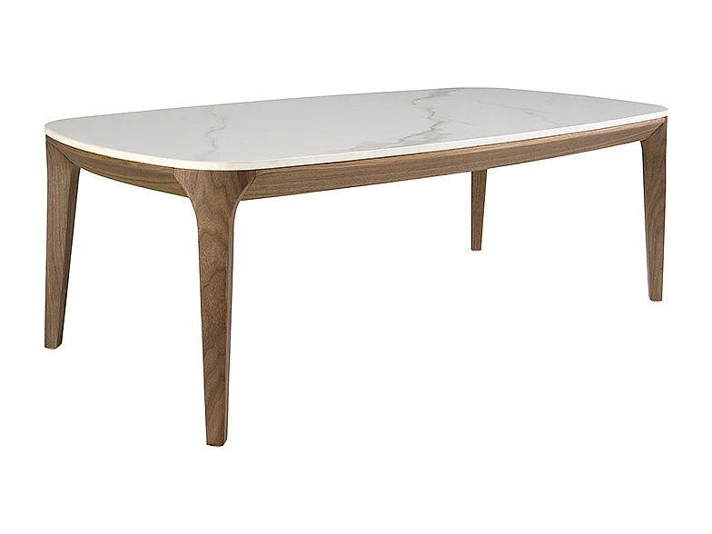 Table ovale en marbre et noyer 2132 ANGEL CERDA