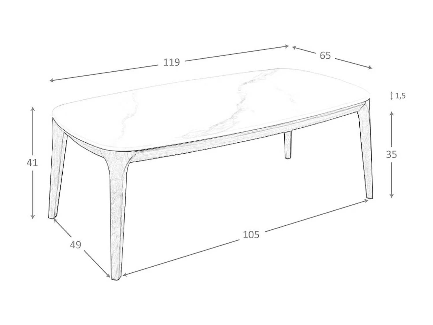 Table ovale en marbre et noyer 2132 ANGEL CERDA