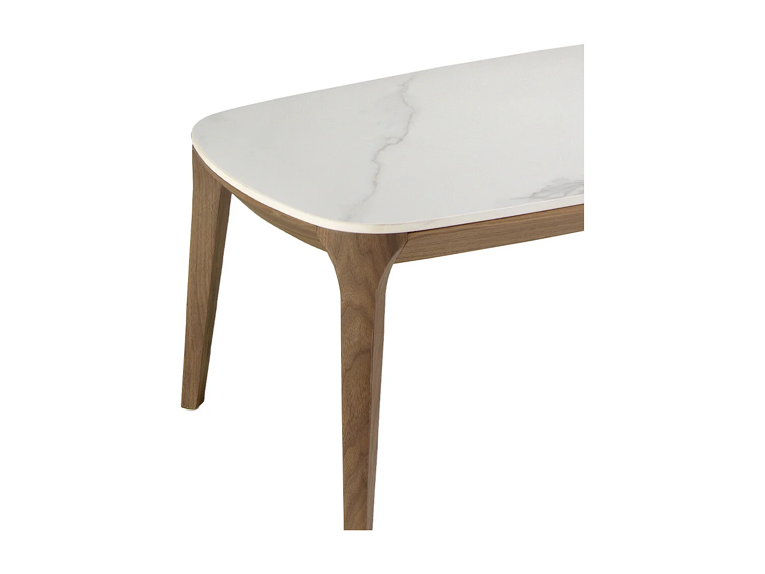 Porselein marmer en walnoot ovale barrel salontafel 2132 ANGEL CERDA