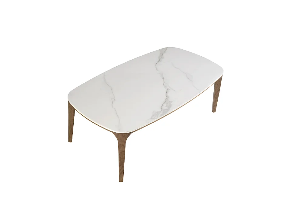 Table ovale en marbre et noyer 2132 ANGEL CERDA