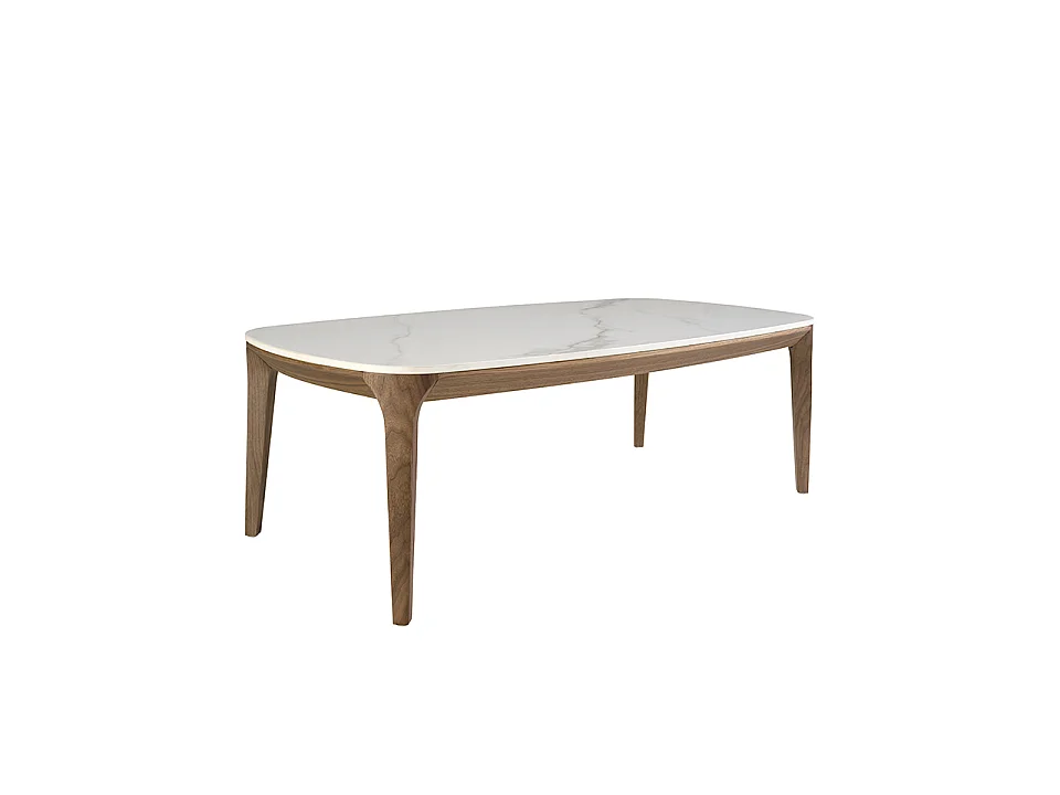 Table ovale en marbre et noyer 2132 ANGEL CERDA
