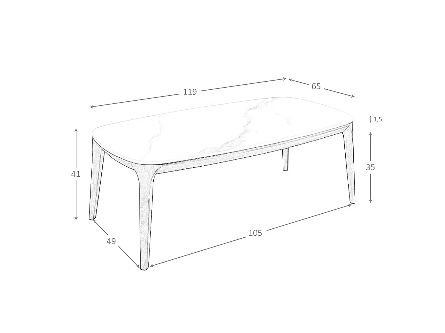 Table ovale en marbre et noyer 2132 ANGEL CERDA