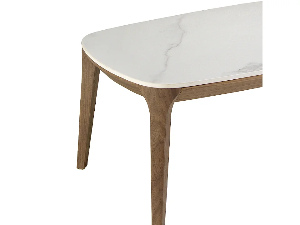Table ovale en marbre et noyer 2132 ANGEL CERDA
