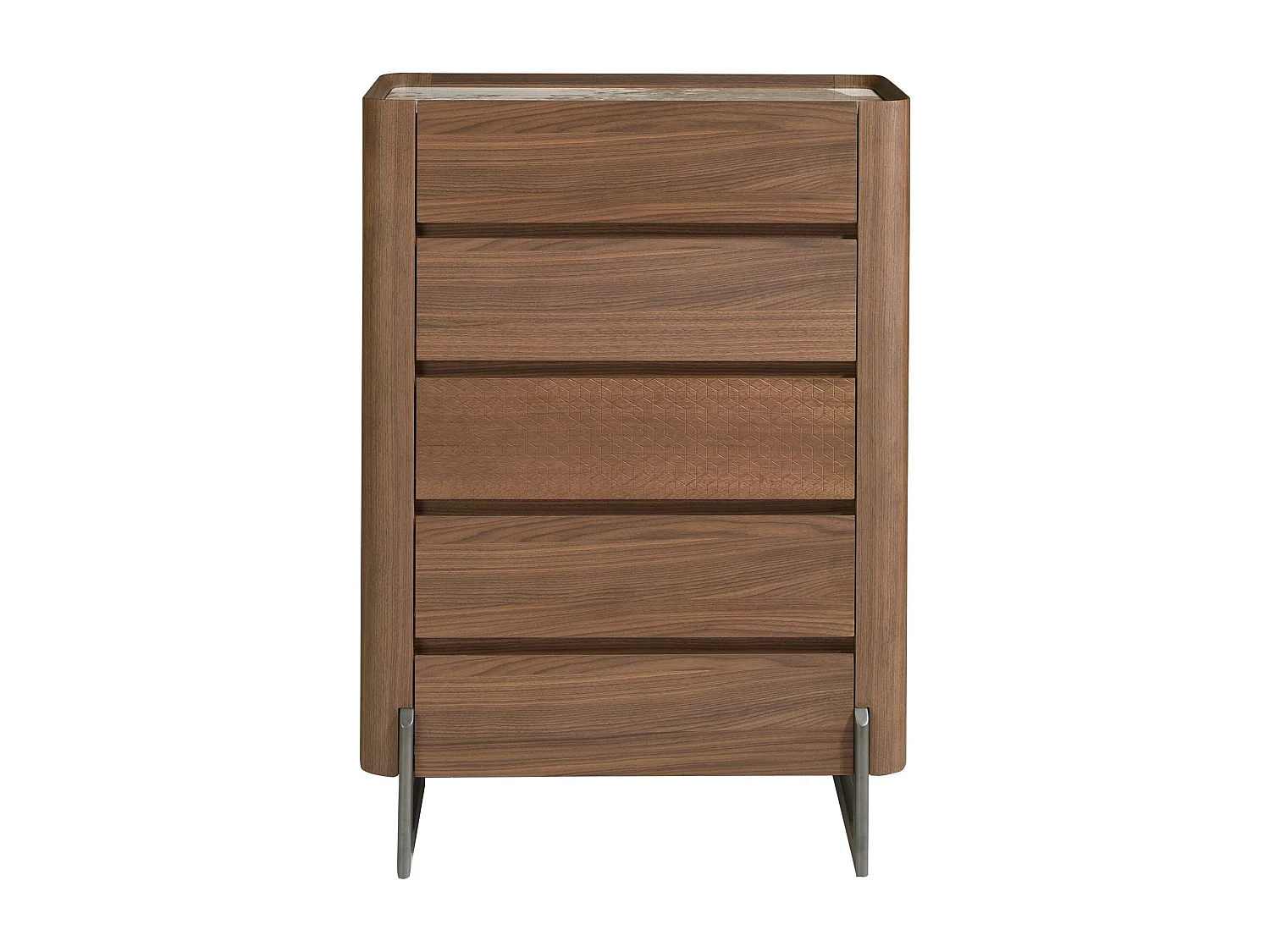 Chiffoniera in noce e acciaio scuro metallizzato con piano in marmo porcellanato 7153 ANGEL CERDA