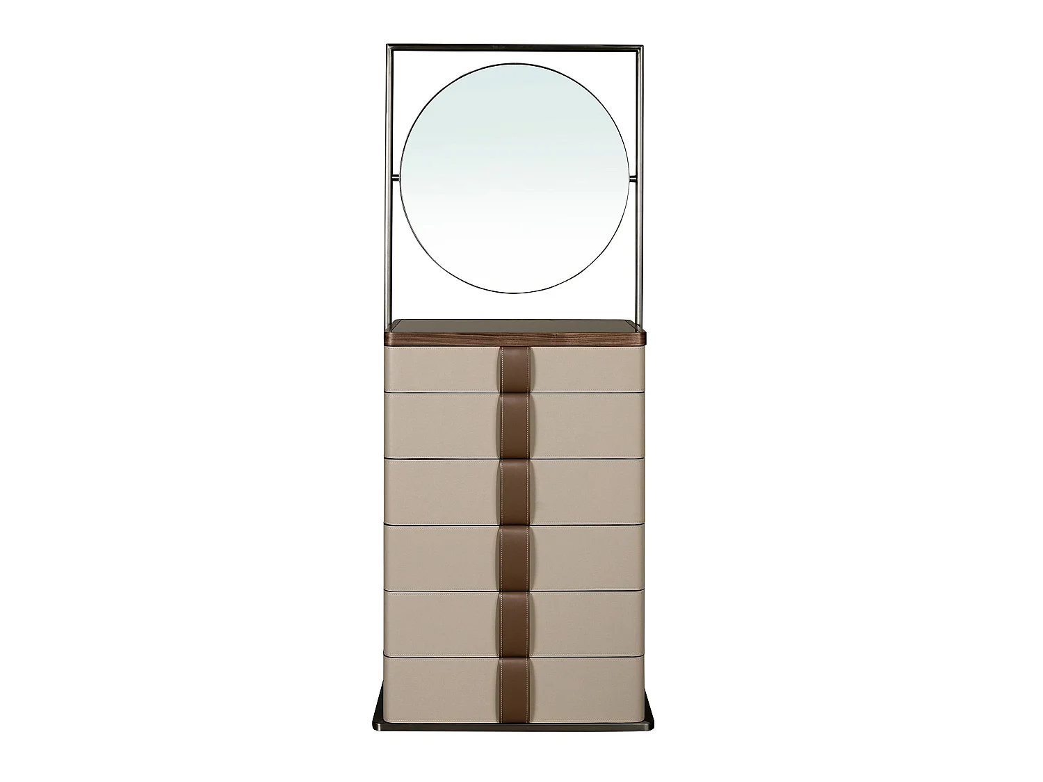 Donker stalen chiffonier notenhout en metallic met porselein marmeren blad 7153 ANGEL CERDA