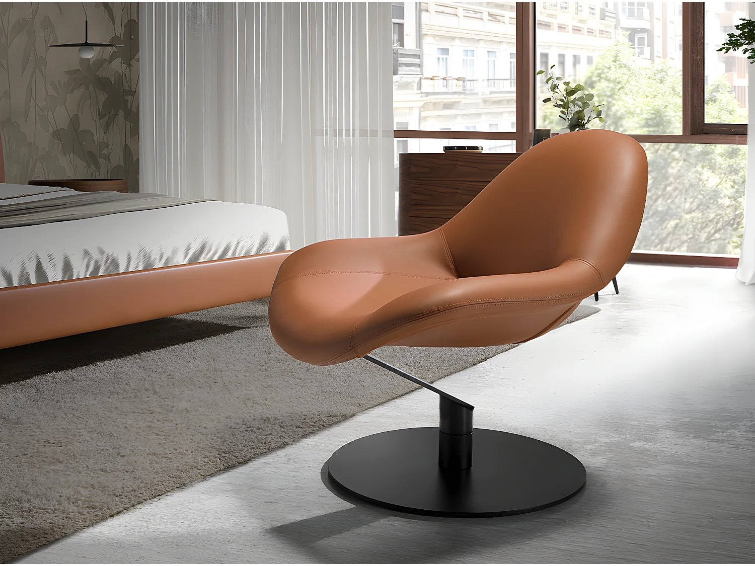 Bruine kunstleren draaifauteuil 5116 ANGEL CERDA