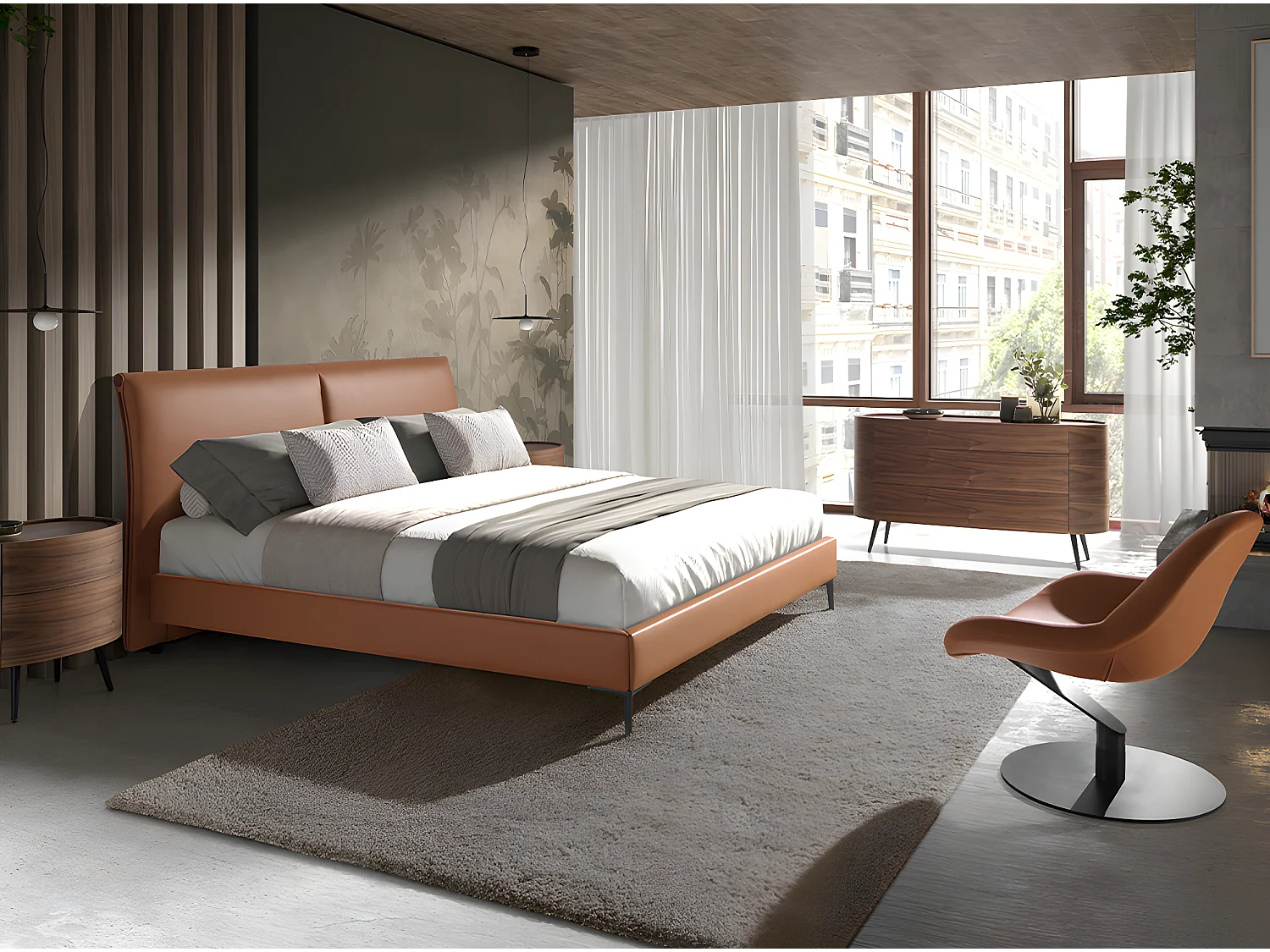 Bruine kunstleren draaifauteuil 5116 ANGEL CERDA