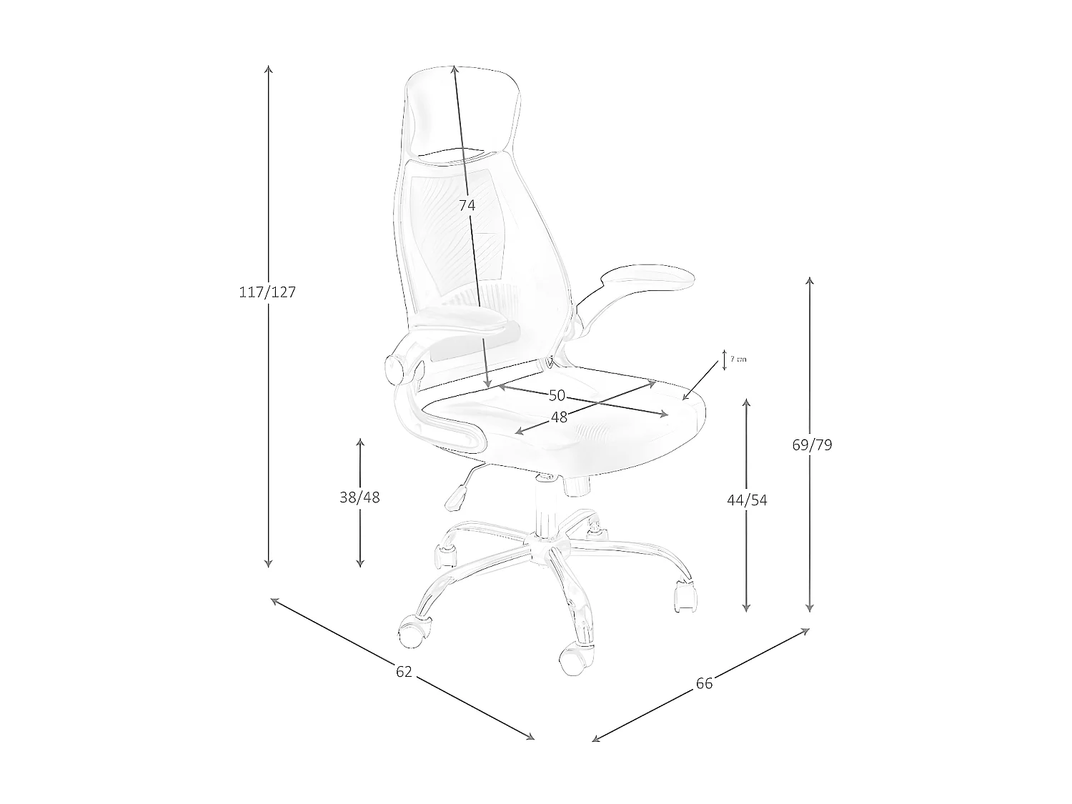 Chaise de bureau pivotante en tissu noir 4140 ANGEL CERDA