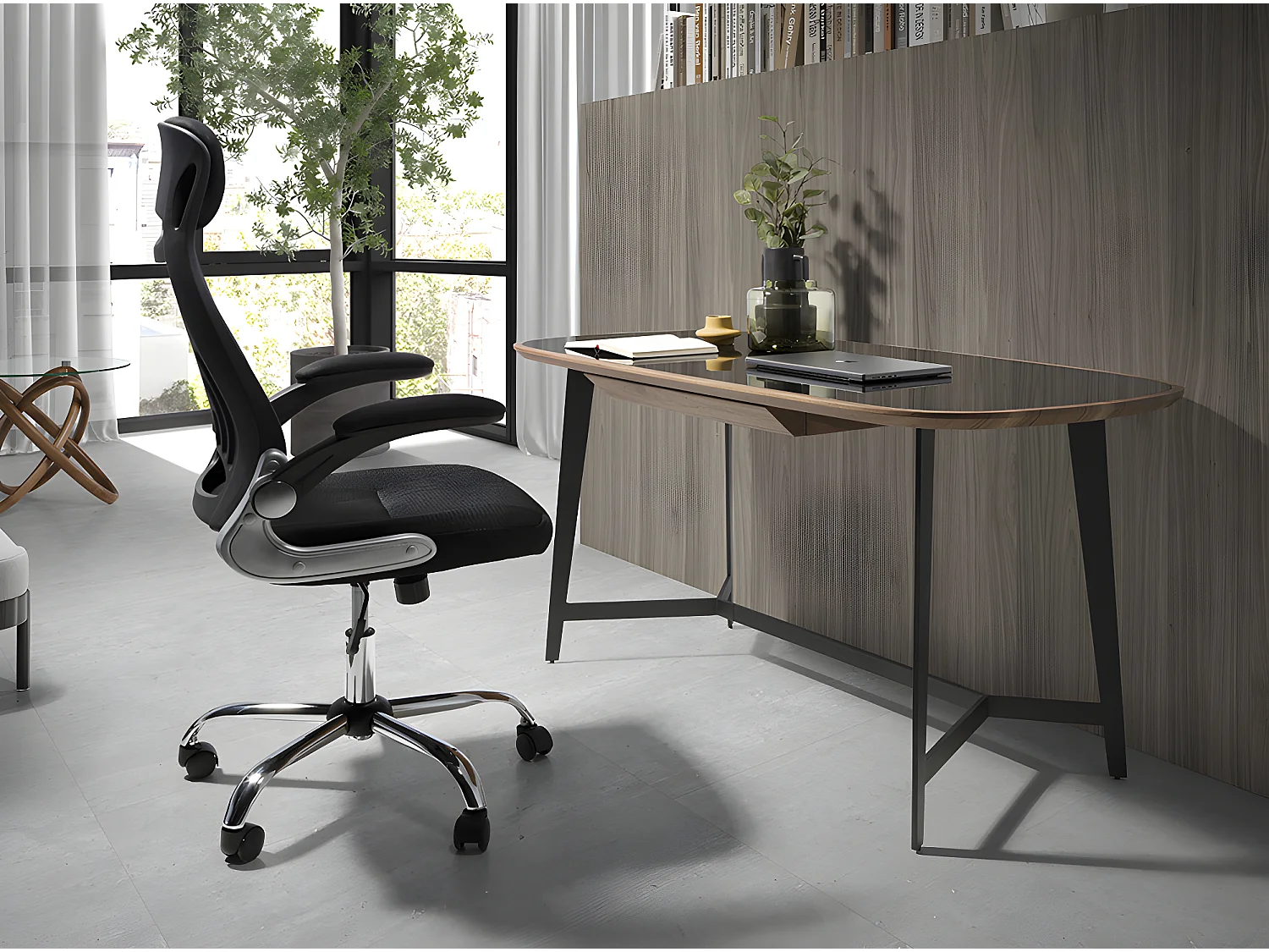 Chaise de bureau pivotante en tissu noir 4140 ANGEL CERDA