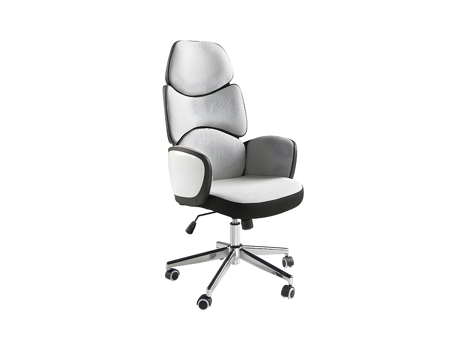 Bureaustoel lichtgrijze stof en glanzend wit pvc 4142 ANGEL CERDA