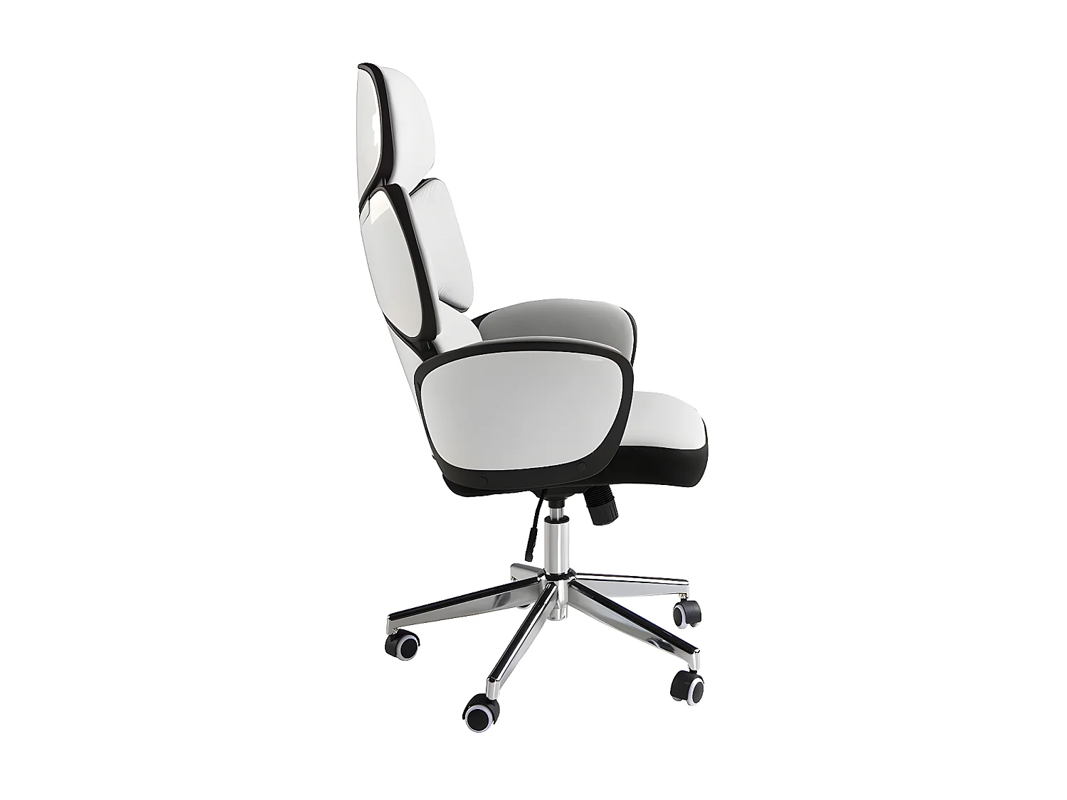 Bureaustoel lichtgrijze stof en glanzend wit pvc 4142 ANGEL CERDA