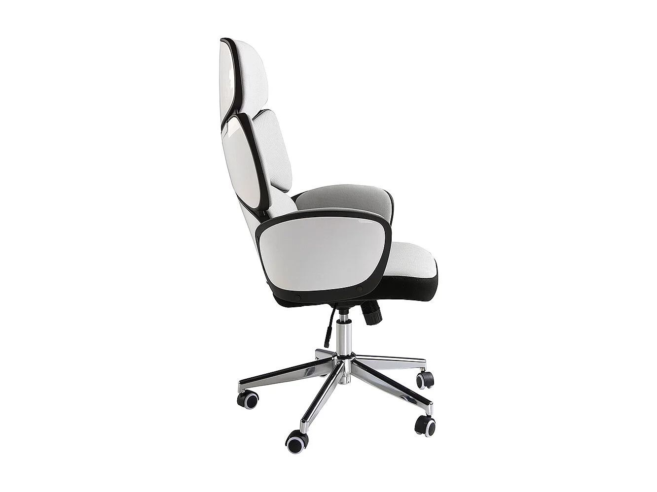 Cadeira giratória de escritório em tecido cinzento claro e pvc branco brilhante 4142 ANGEL CERDA